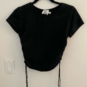 Princess Polly cotton black cropped shirt. Size 8.